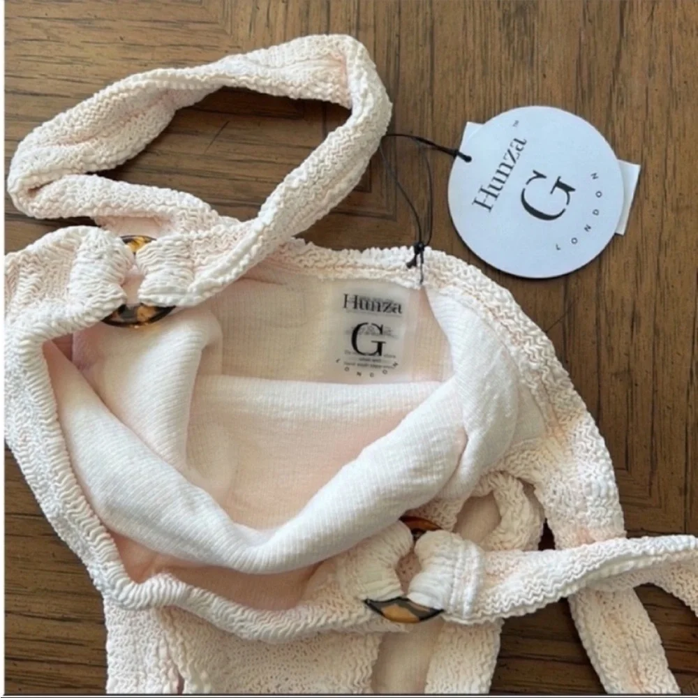 Last One 🐚 Hunza G 🐚 Domino Crinkle Bathing Suit in Blush - NWT - Picture 8 of 8